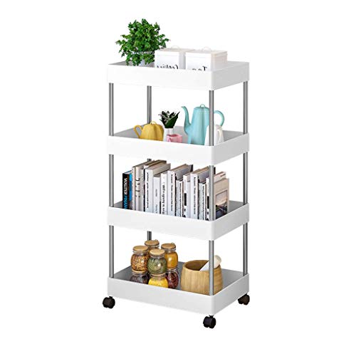 Refrigerator Slit Shelf Floor 4 Floor Kitchen Supplies Cabinet Slot Shelf Household Movable Trolley (White 89 22 ??40CM) Cart Trailer