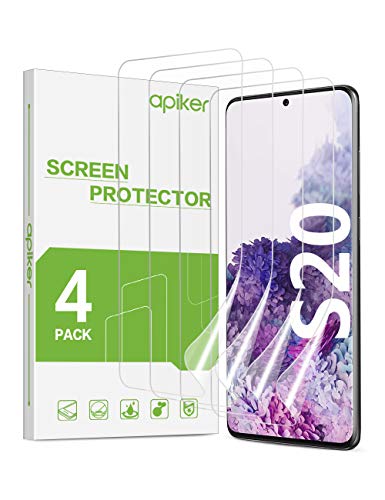 apiker 4 unidades protetor de tela Soft TPU compatível com Samsung Galaxy S20 5G, cobertura máxima, sem bolhas, sem aplicação úmida, 24 horas de auto-utilização