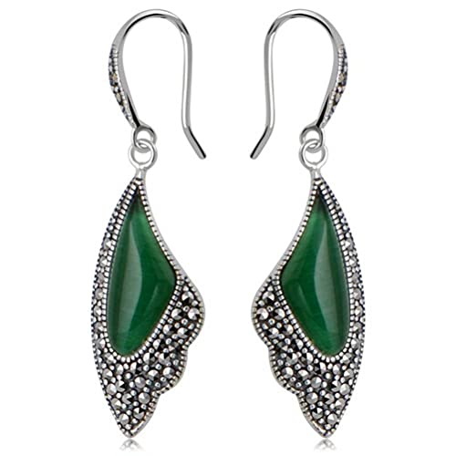 Pendientes para mujer de mariposa con piedras de ópalo verde y detalles negros