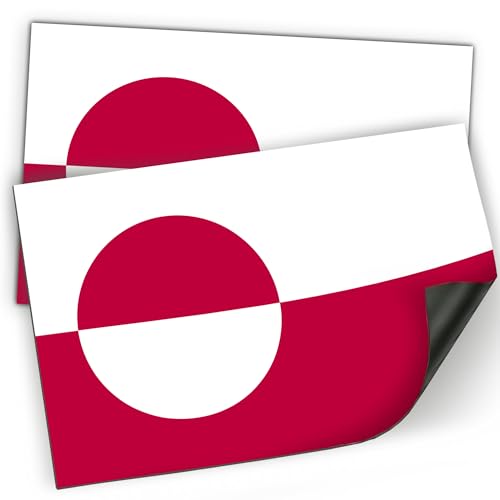 Image of Magnet Me Up Greenland Flag Car Magnet - 4x6 Inch, Magnetic Decal for Vehicles, Trucks, and Mailboxes - Weatherproof & UV Resistant National Flag of Greenland, Kalaallit Nunaat, 2 Pack, Made in USA