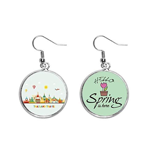 Joyas de primavera para paseos urbanos pendientes de Tailandia en acuarela decorativa