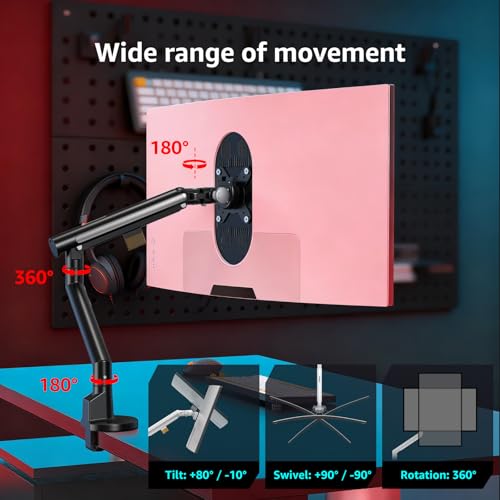 Image of Monitor Arm Stand, 24 to 43 Inch Single Monitor Mount, C Clamp Only, Mechanical Spring Desk Mount, Holds 6.6-26.4 lbs, Fit 75x75 /100x100 VESA,(Black)