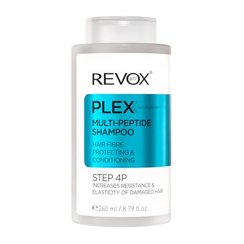 REVOX B77 - Plex Multi-Peptide Shampoo Paso 4P, 260 ml, Champú Fortificante con Péptidos, Limpieza Suave, Hidrata el Cuero Cabelludo, Refuerza el Cabello Débil, para Uso Diario, Todo Tipo de Cabellos