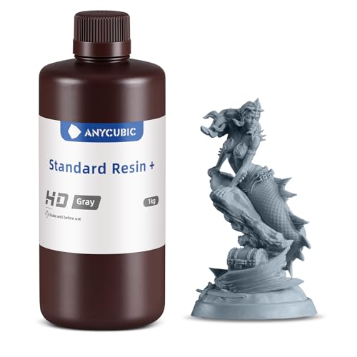 Image of ANYCUBIC Standard 3D Printer Resin Plus, 405nm SLA Fast UV-Curing Resin, High Precision & Rapid Photopolymer for 8K /14K /16K Capable LCD /DLP /SLA 3D Printing (HD Gray, 1000g)