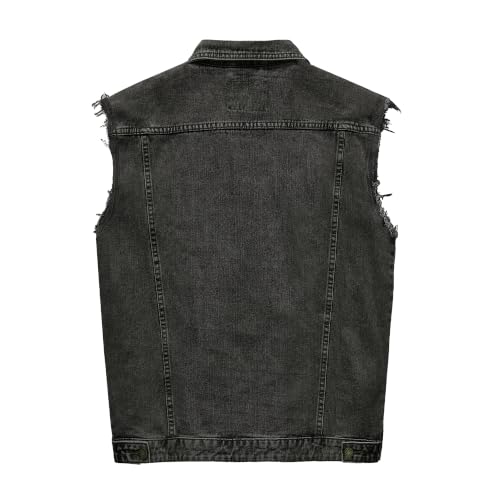 Image of JYG Denim Vest for Men Casual Stretchy Trucker Jean Vests Fashion Vintage Sleeveless Jacket Vest