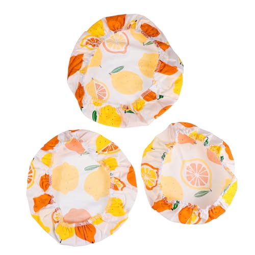 Alipis Reusable Food Bowl Covers Set of 3 100% Cotton Fresh-keeping Cloth with Elastic Edges Washable Food Preservation Wraps for Kitchen Storage Large Medium Small Sizes