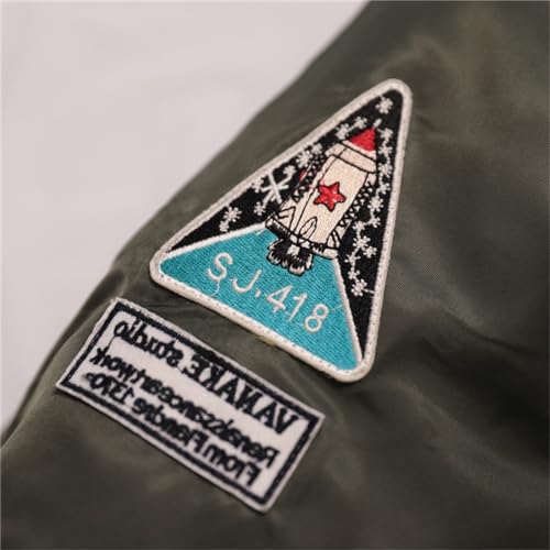 CORIRESHA Men's Army Embroidery Zipper Up Bomber Jacket Badge Flight Outwear2