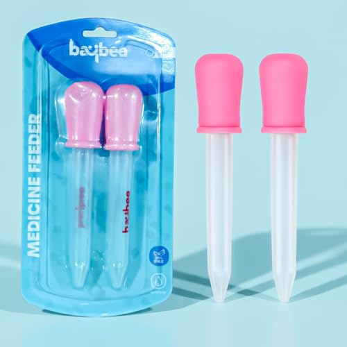 Image of Baybee Baby Medicine Feeder Dropper for Infants & Toddlers | BPA-Free Silicone Oral Dropper | Multipurpose Baby Feeder for Medicine, Syrup, Vitamins, Juice | Easy-to-Clean, Reusable (Pink - Pack of 2)