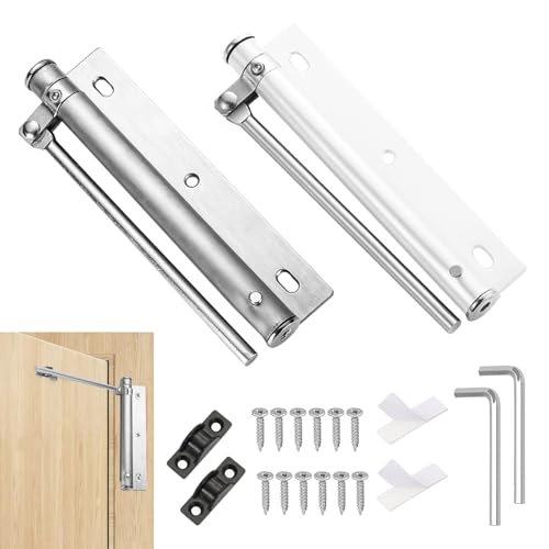 Spring Door Closer, 2PCS Automatic Door Closer with Adjusting Rod and Screws for Residential Commercial Home Office