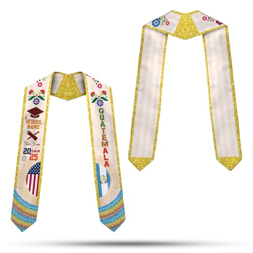 MonkeyVan Custom Guatemala Graduation Sash, Personalized Guatemalan Graduation Sash 2025, Guatemala American Graduation Sashes Gtm3