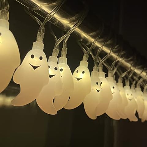 Halloween String lights 10FT 20 LED Lights 3D Ghost String Fairy Lights, Battery Operated Glow Lantern Lights for Halloween Party Garden Yard Patio and DIY Decorations (Ghost) Cover
