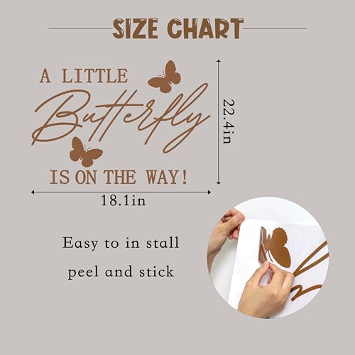 Adesivo Da Parete A Tema Farfalla Con Scritta "A Little Butterfly Is On The Way", Decorazione Per Feste A Tema Farfalla, Semplice E Semplice, Per Bambine (Decalcomania A Farfalla) - 5