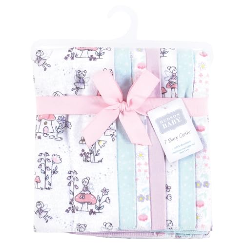 Hudson Baby Unisex Baby Flannel Burp Cloth 7pk, Garden Fairies, One Size2