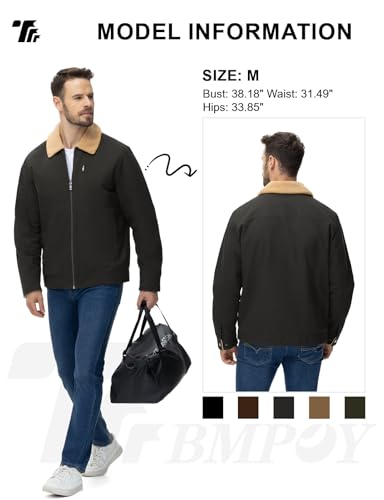Image of TBMPOY Men's Winter Jacket Thick Sherpa Fleece Lined Cotton Full Zip Warm Cargo Zipper Pockets Trucker Work Thermal