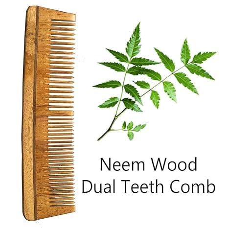 Peine de Madera Neem Dual Teeth Versátil para Cabello Rizado y Mojado miniatura 7