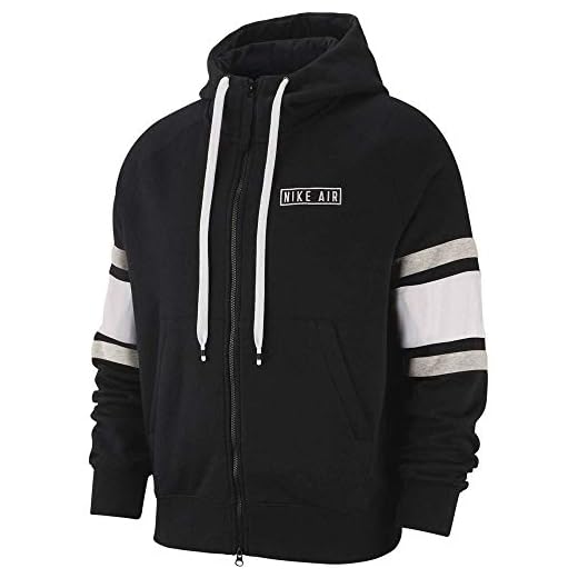 Nike Herr M Nsw Air Hoodie Fz Flc sweatshirt Svart/vit/grå ljung XS