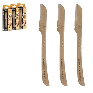 Hollywood Browzer Dermaplaning Blades for Face – Eyebrow Shaping – Remove Unwanted Hair – Exfoliating Tool for Women – Face Razor for Women – Facial Hair Remover – Triple Pack (Gold)
