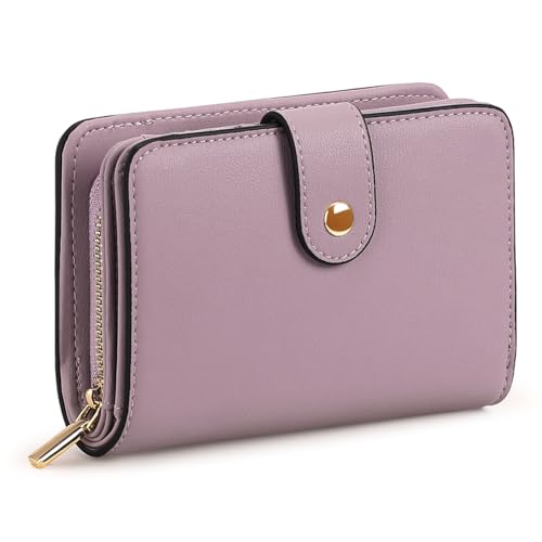 Portafoglio Donna Piccolo Bloccaggio RFID Portamonete con Cerniera e chiusura a Scatto Scomparti per Carte Multipli Porta di Credito