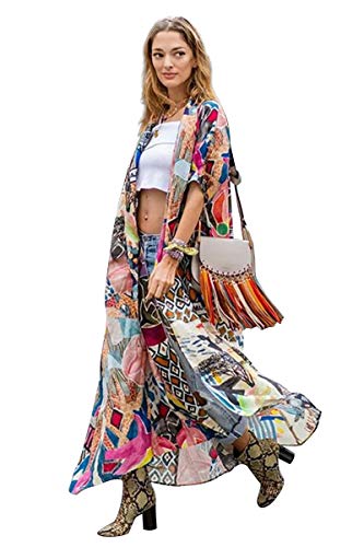 Robe D'été Femme Bohème Hippie - Taille Unique En Viscose - Multicolore, Manches Courtes - Neuf Avec étiquettes