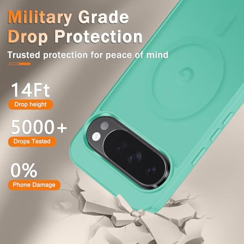Image of for Google Pixel 10 /10 Pro Case, Matte Magnetic Phone Cover [with 1 Screen Protector] [Support for MagSafe] [Shockproof Military Grade Protection] Translucent Frosted Back, Teal