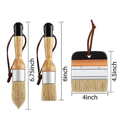 Pincel for Pintar, Pinceles de Tiza y Cera, Pinceles de cerdas for Plantillas for Muebles de Madera, decoración de Paredes del hogar (Paquete de 3)