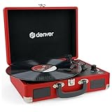 Tocadiscos Denver VPL-120 RED, Reproducción a 3 Velocidades, Diseño Maleta, 2 Altavoces Estéreo, Función Grabación, Incluye Autostop, Color Rojo