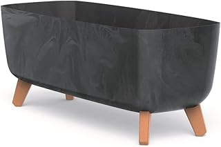 Blumentopf Blumenkübel mit Füßen Pflanzkübel mit Pflanzeinsatz Beine Pflanzschale Beton Optik Gracia Case Übertopf (Anthra...