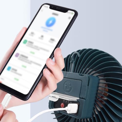 Ventilador LED para camping con batería recargable y gancho superior multiusos 3
