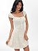 CIDER Women‘s Lace Mini Dress Square Neck Short Cap Sleeve A Line Summer Cocktail Party Dress: White, M