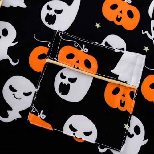 Halloween Pjs Women,Halloween Pajamas Women Cute Satin Ghost Pumpkin Print Button Pjs Sets *Black Small - image 6