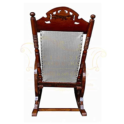 Image of CLASSIC WOOD & CRAFT Wooden Rocking Chair with Sheesham Wood, Rolling and Easy Seating (Model-Cwb-21)