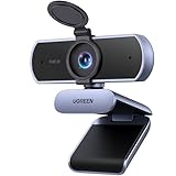 UGREEN Webcam 2K para PC Ultra HD com Microfone, Câmera para PC com Capa de Privacidade, Webcam USB para Streaming, Conferência, Videochamada, Zoom, Skype, Teams, FaceTime, Cinza
