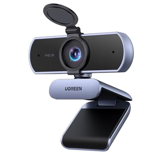 UGREEN Webcam 2K para PC Ultra HD com Microfone, Câmera para PC com Capa de Privacidade, Webcam USB para Streaming, Conferência, Videochamada, Zoom, Skype, Teams, FaceTime, Cinza