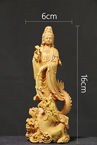 Estatua de Quan Yin en madera tallada 16x6 cm miniatura 2