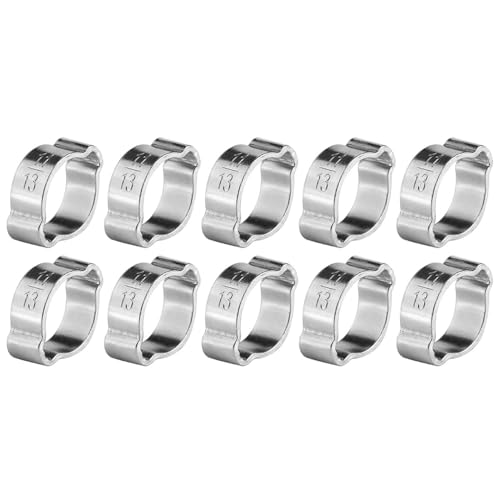 Uadme Abrazaderas de Manguera de Doble Oreja, 10 Piezas Abrazadera de Manguera Acero Inoxidable Chapadas en Zinc, Abrazadera de Tubería de Combustible, Clip para Fijación (11-13MM)