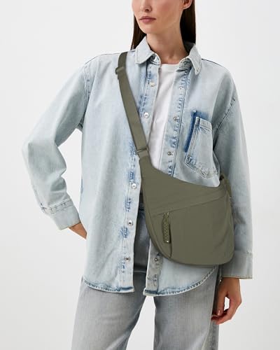 Image of Lushandy Nylon Crescent Crossbody Bags for Women, Medium Slouchy Hobo Crossbody Bag Checkered Purse Luna Bag for Travel