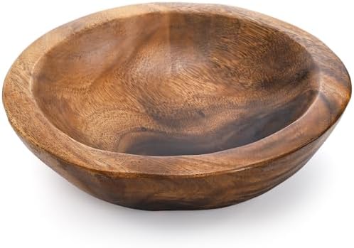ZENFUN Wooden Decorative Bowl, Wood Round Serving Bowl, Walnut Tr...