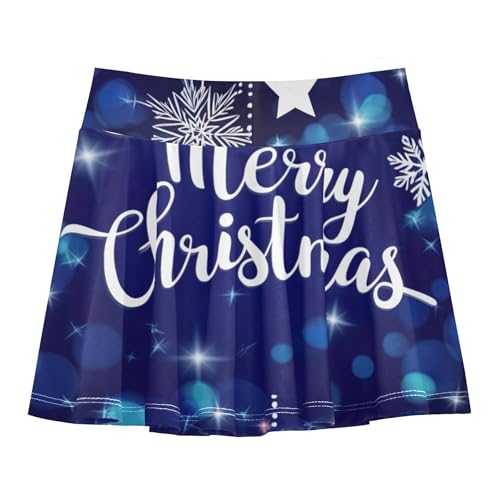 Girls Skorts Athletic Shorts Xmas Snowflakes Stars Blue Lights Tennis Skirts Kids Cute Comfy School 3t2