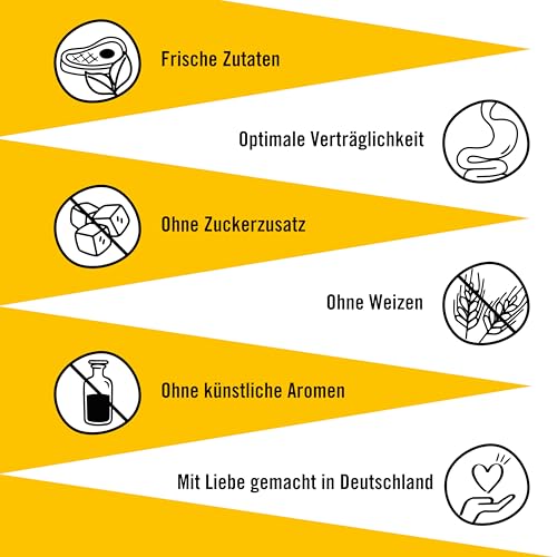 Dogs’n Tiger Adult Hundefutter, Nassfutter, Getreidefrei, Schlemmerpaket, ohne Zuckerzusatz & künstliche Konservierungsstoffe, optimale Verträglichkeit, Wild, Huhn, Ente, Lamm & Rind, 12x400g