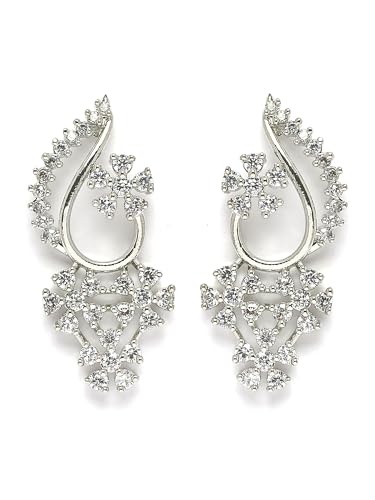 Image of Karatcart Silver Toned American Diamond Studded Jewellery Set for Women