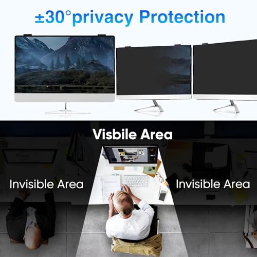 Image of Magnetic 27 Inch Privacy Screen for Computer Monitor, Fit Frameless Monitor 16:9 Widescreen, Anti Blue Light Filter, Anti-Glare Eye Protector Shield, Adhesive-Free, Easy Installation