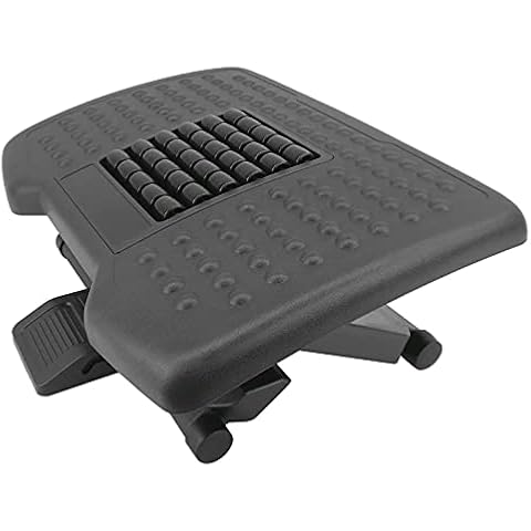 PrimeMatik - Reposapiés con plataforma ajustable de plástico negro Cover