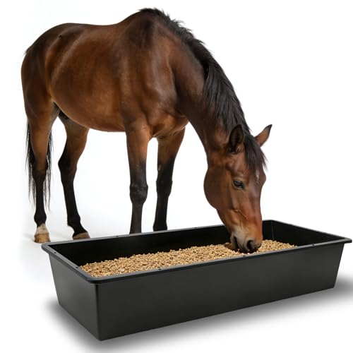 5 Pack Extra Large Capacity 12 Gallon /48 Quart Long Plastic Livestock Trough Heavy Duty Feed and Water Trough for Sheep Horses Pigs Crack Resistant Long Feeder Pan Resists Animal Trampling