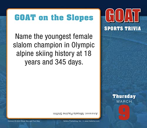 Goat Sports Trivia 2023 Boxed Daily Calendar, 6" X 5" #TOP3
