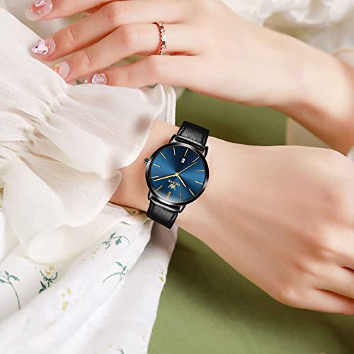 OLEVS Women Watches Ultra Thin 6.5mm Minimalist Dress Fashion Leather Strap Quartz Waterproof Casual Women Wrist Watch