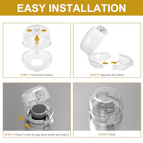 image for Dabormi Gas Stove Knob Covers for Child Safety - 5 Pack Universal Size