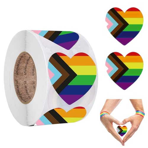 OHREN 500 Pride-Aufkleber Herz-förmige Pride-Aufkleber Pride Accessoires Farbparty Dekorationen Clipbook Laptop Pride Month Party LGBTQ Party (Regenbogen)
