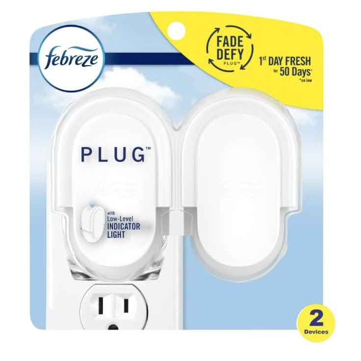 Feb-reze Plug in Air Freshener Odor-Fighting Scented Oil Warmer Device 2 Count 1Pack