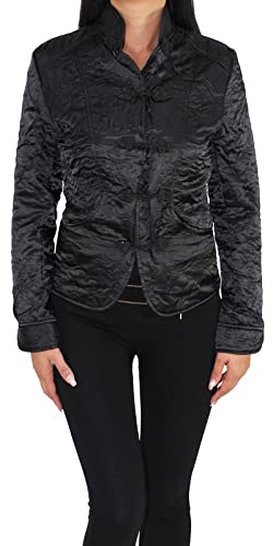 Chaqueta tradicional china para mujer asiática oriental de seda cheongsam Tang Suit, Negro , 38