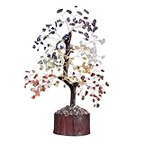 HOM Crystal Tree of Life with 7 Crystals & Healing Stones - Artificial Tree Home Decor with 7 Healing Crystals to Align 7 Chakras